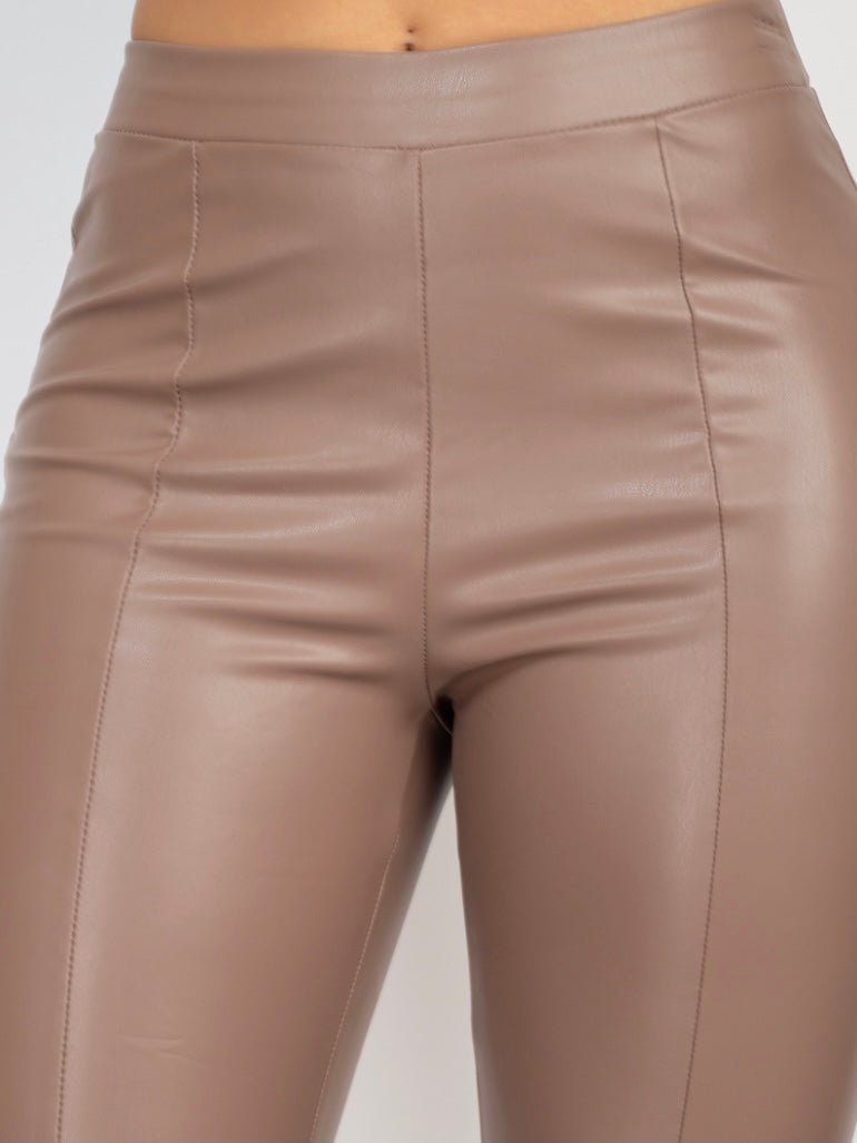 BEIGE LEATHER PANTS WITH SLITS – Fuego Fash
