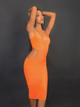 ORANGE DRESS WITH SLITS