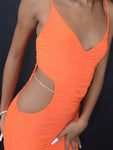 ORANGE DRESS WITH SLITS