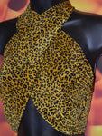 LARGE YELLOW AND BLACK CHEETAH PRINT CROSSED TOP