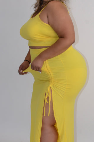 YELLOW 2 PIECE ADJUSTABLE SKIRT SET