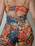 Colorful snake print wired corset fashion set with bralette top and bottoms.