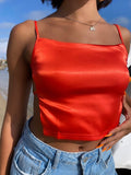 ORANGE SATIN BACKLESS TIE TOP