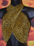 LARGE YELLOW AND BLACK CHEETAH PRINT CROSSED TOP