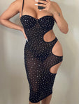 BLACK RHINESTONE DRESS